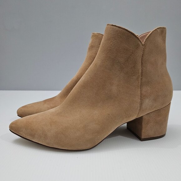 NEW Cole Haan Elyse Ankle Bootie Size 10 Blush Tan Suede Block Heel Pointed Toe - Picture 1 of 14